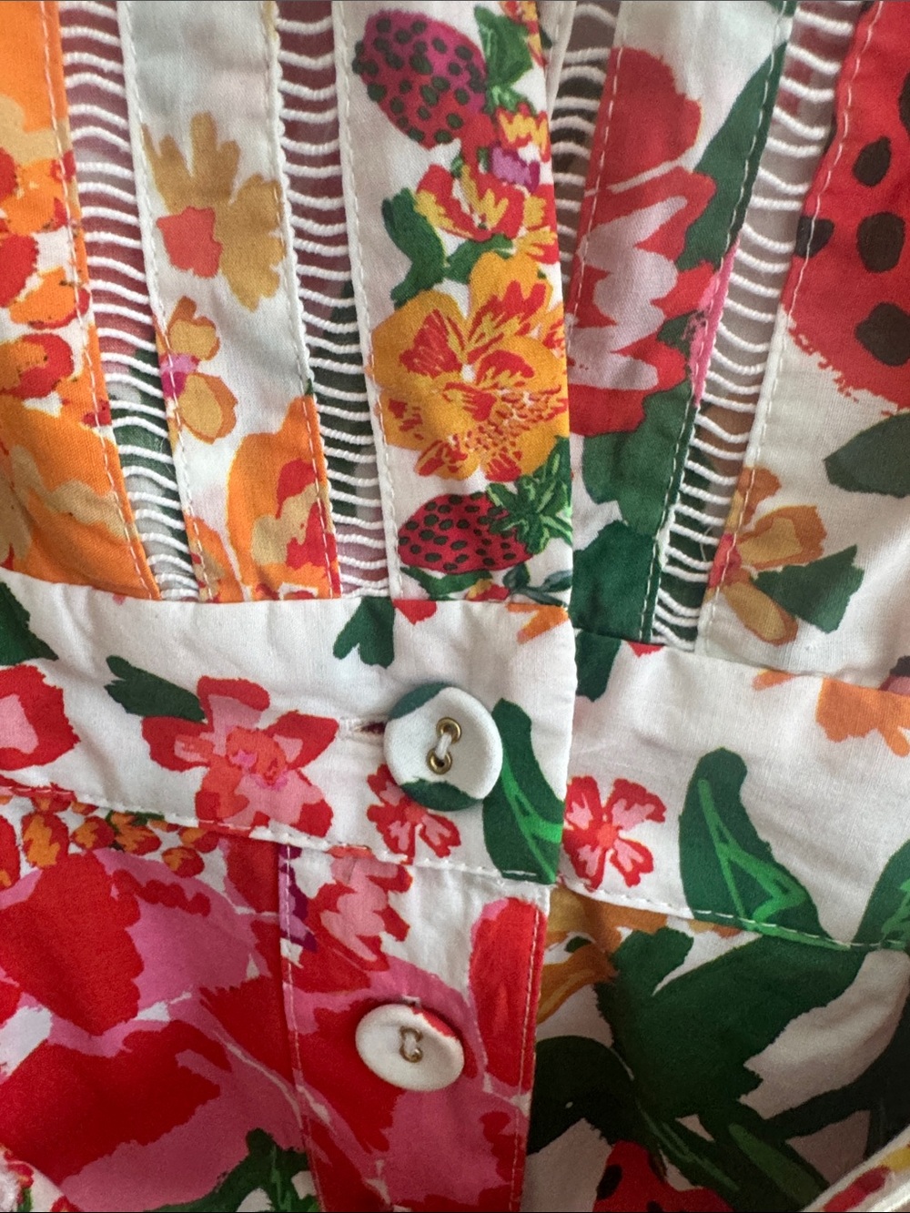 FARM Rio Vibrant Floral Puff-Sleeve Romper in White, Orange & Pink - Picture 3 of 5